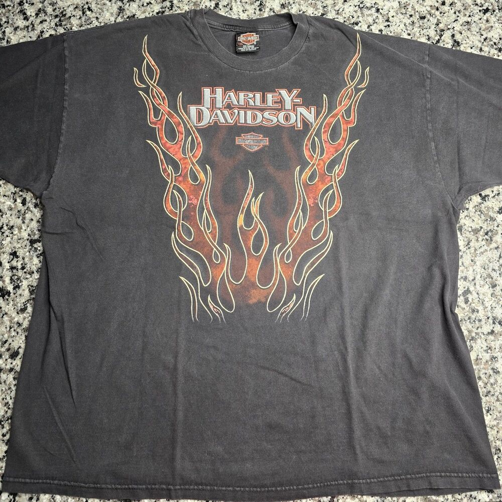 Vintage 1998 V Flame Harley Davidson T Shirt XXL Made In USA R.K. Stratman Beefy
